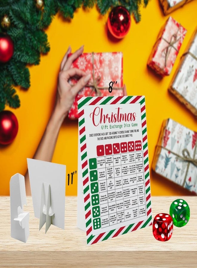 Xenseou Exchange Dice Game, One Instruction Standing Sign with 2 Dice, Christmas Group Party Game, Xmas Gift Swap Game-SDGE01 - Image 2